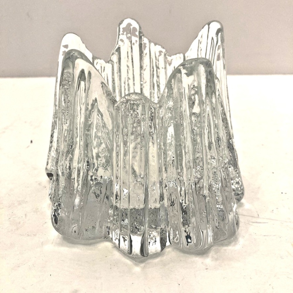 Vintage Nybro Glass‎ Candle Holder Votive Tealight Volcano Iceberg 1985 Sweden